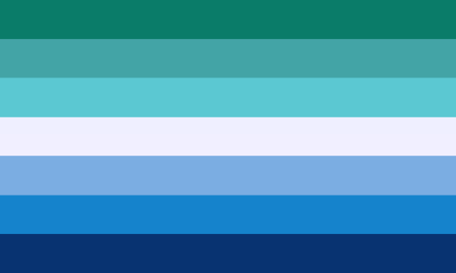 The first known proposal for an MLM flag with 7 stripes and a green and blue color schema.